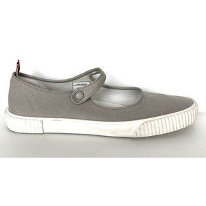 Thom Browne Gray Canvas "John" Trainers w/ Strap, Size 10.5 (US) 43.5 (EU)